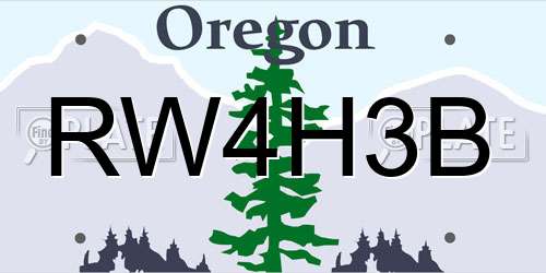 RW4H3B Oregon License Plate
