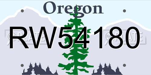 RW54180 Oregon License Plate