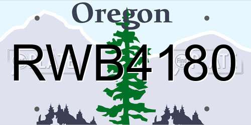 RWB4180 Oregon License Plate