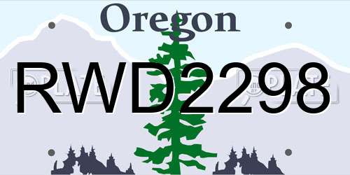 RWD2298 Oregon License Plate