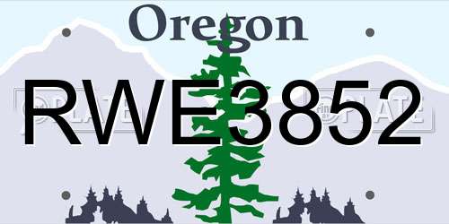 RWE3852 Oregon License Plate
