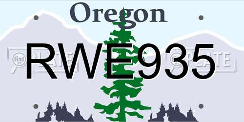 RWE935 Oregon License Plate