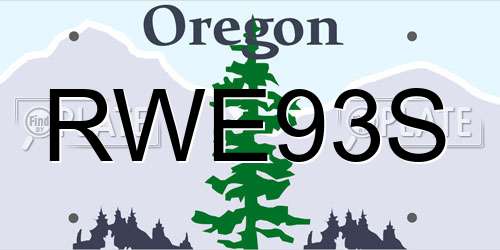 RWE93S Oregon License Plate