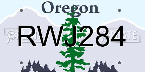 RWJ284 Oregon License Plate