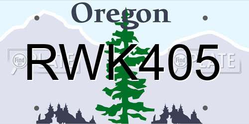 RWK405 Oregon License Plate