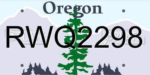 RWQ2298 Oregon License Plate