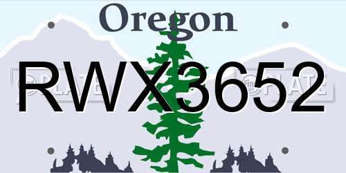 RWX3652 Oregon License Plate