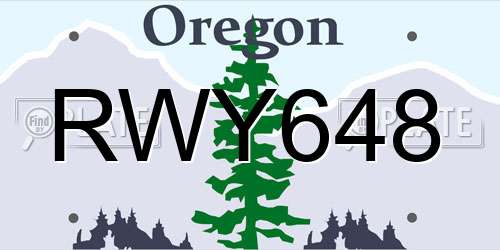 RWY648 Oregon License Plate