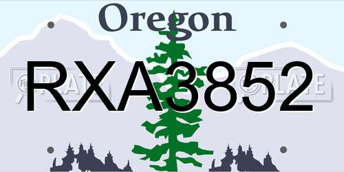 RXA3852 Oregon License Plate