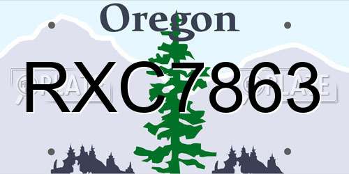 RXC7863 Oregon License Plate