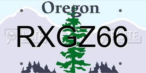 RXGZ66 Oregon License Plate