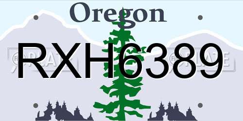 RXH6389 Oregon License Plate