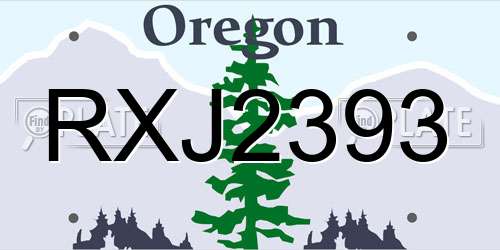RXJ2393 Oregon License Plate
