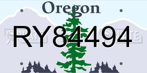 RY84494 Oregon License Plate