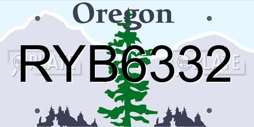 RYB6332 Oregon License Plate