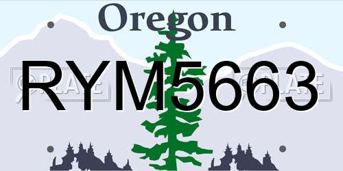 RYM5663 Oregon License Plate