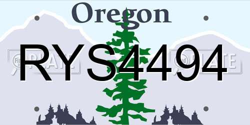 RYS4494 Oregon License Plate