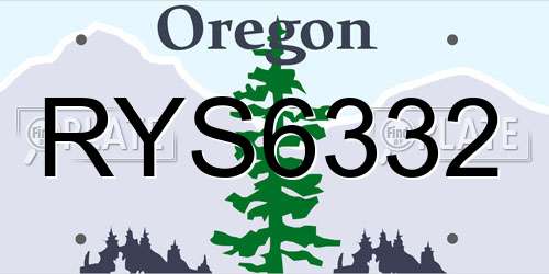 RYS6332 Oregon License Plate