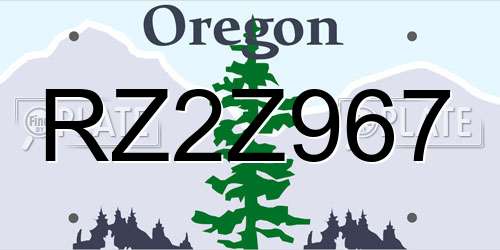 RZ2Z967 Oregon License Plate