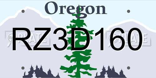 RZ3D160 Oregon License Plate