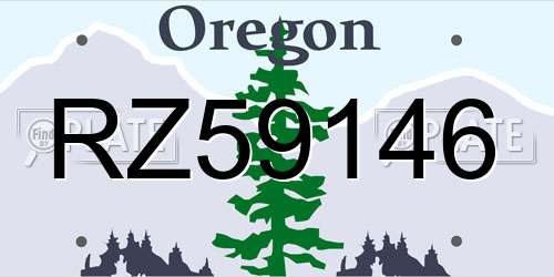 RZ59146 Oregon License Plate