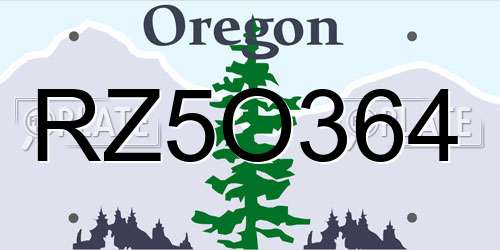 RZ5O364 Oregon License Plate