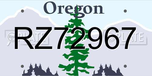 RZ72967 Oregon License Plate