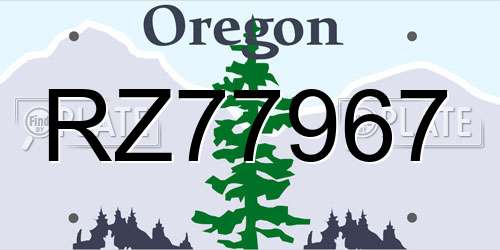 RZ77967 Oregon License Plate
