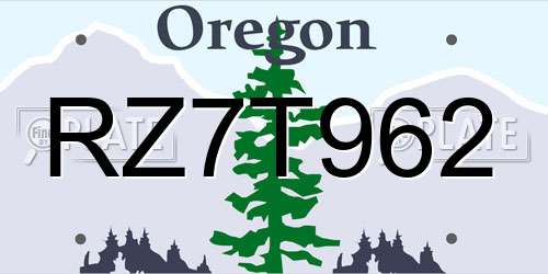 RZ7T962 Oregon License Plate