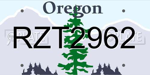 RZT2962 Oregon License Plate