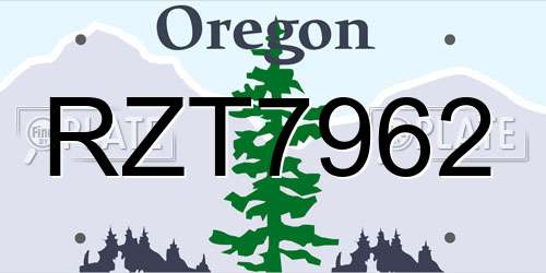 RZT7962 Oregon License Plate