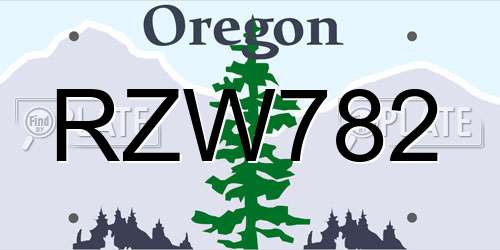 RZW782 Oregon License Plate