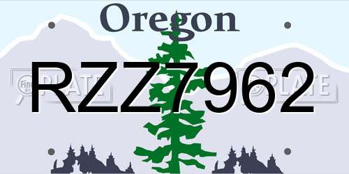 RZZ7962 Oregon License Plate