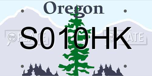 S010HK Oregon License Plate