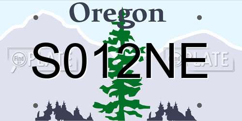 S012NE Oregon License Plate