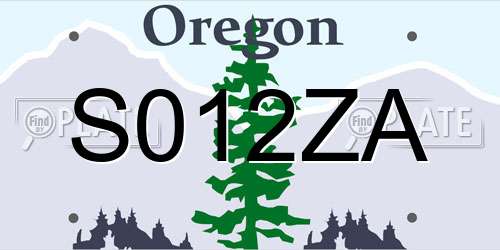 S012ZA Oregon License Plate