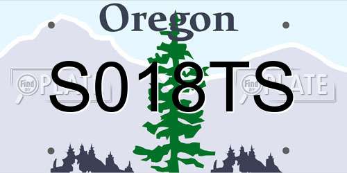 S018TS Oregon License Plate