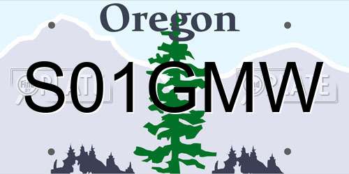 S01GMW Oregon License Plate