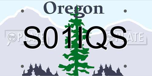 S01IQS Oregon License Plate