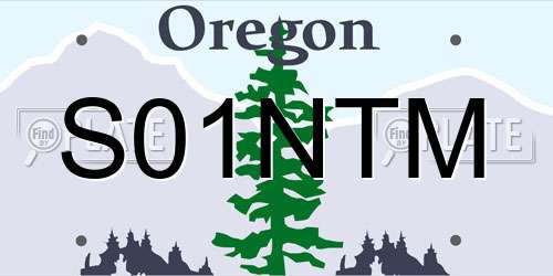 S01NTM Oregon License Plate