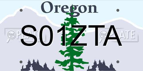 S01ZTA Oregon License Plate