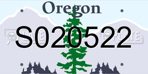 S020522 Oregon License Plate