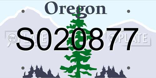 S020877 Oregon License Plate