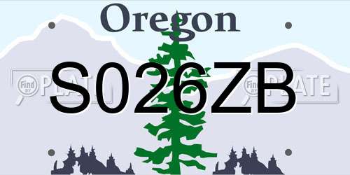 S026ZB Oregon License Plate