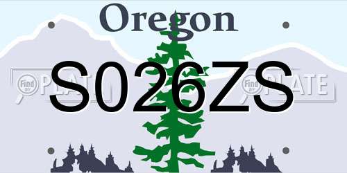 S026ZS Oregon License Plate