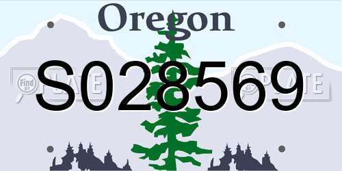 S028569 Oregon License Plate