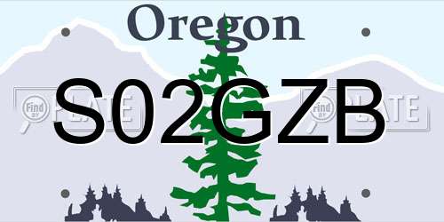 S02GZB Oregon License Plate