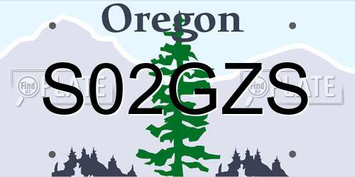 S02GZS Oregon License Plate