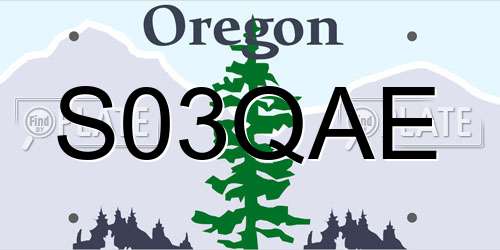 S03QAE Oregon License Plate