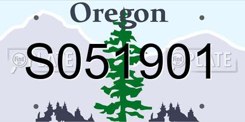 S051901 Oregon License Plate
